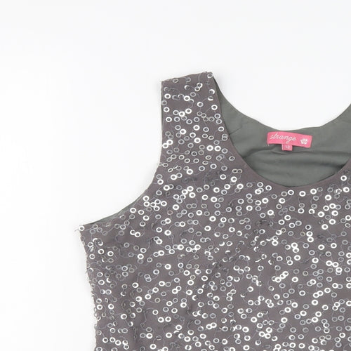 Strange Womens Grey Polyester Basic Tank Size 12 Scoop Neck