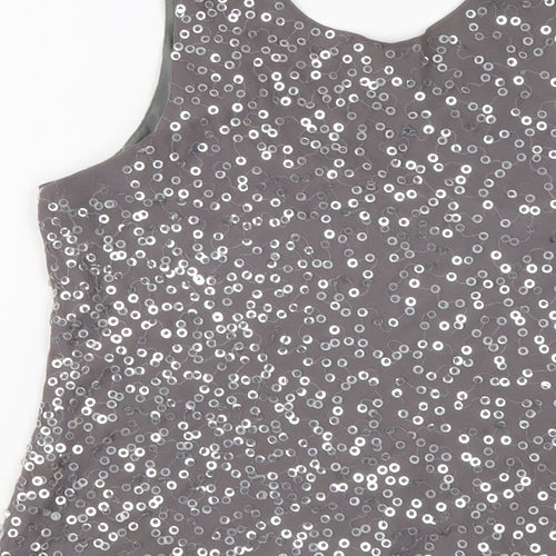 Strange Womens Grey Polyester Basic Tank Size 12 Scoop Neck