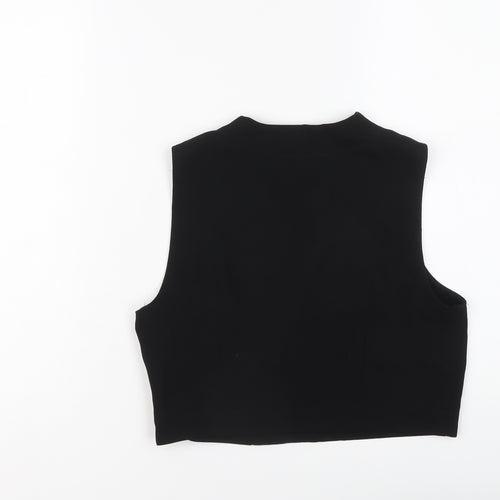 Topshop Womens Black Polyester Cropped Blouse Size 10 V-Neck