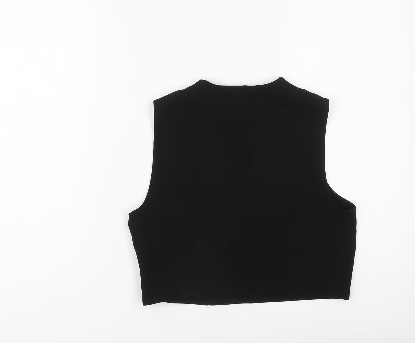 Topshop Womens Black Polyester Cropped Blouse Size 10 V-Neck