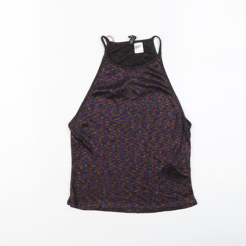 H&M Womens Multicoloured Polyester Cropped Tank Size S Round Neck