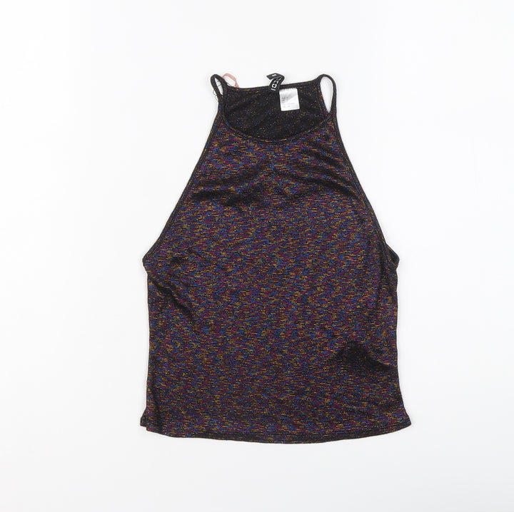 H&M Womens Multicoloured Polyester Cropped Tank Size S Round Neck