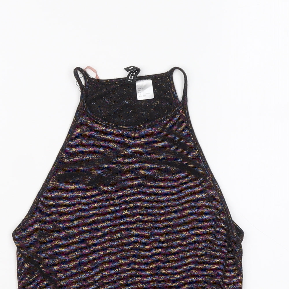 H&M Womens Multicoloured Polyester Cropped Tank Size S Round Neck