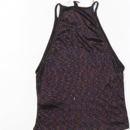 H&M Womens Multicoloured Polyester Cropped Tank Size S Round Neck