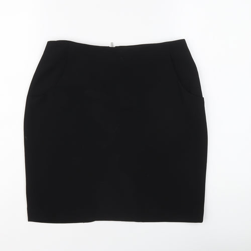 H&M Womens Black Polyester Straight & Pencil Skirt Size 10 Zip