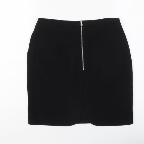 H&M Womens Black Polyester Straight & Pencil Skirt Size 10 Zip