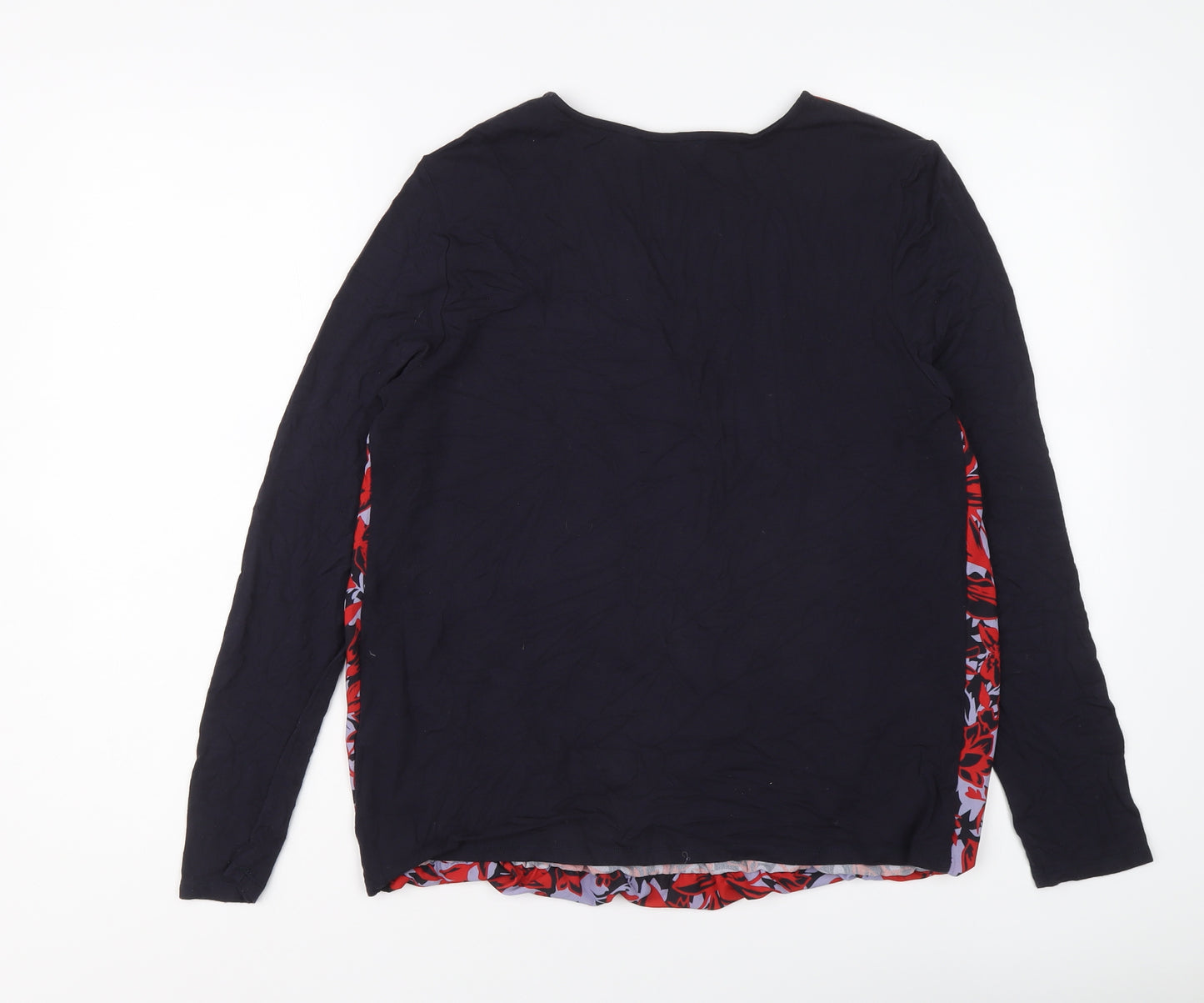 Per Una Womens Blue Floral Polyester Basic Blouse Size 12 V-Neck