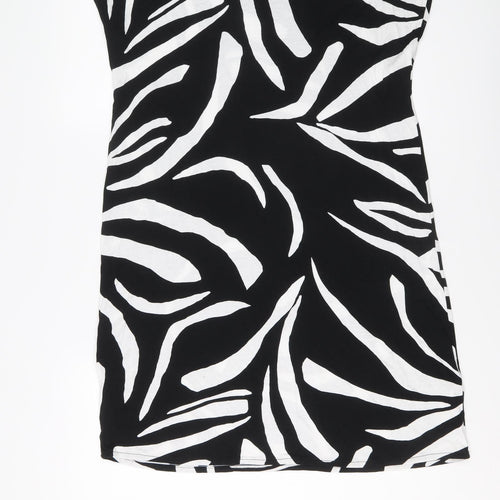 Marks and Spencer Womens Black Geometric Viscose A-Line Size 14 V-Neck Pullover