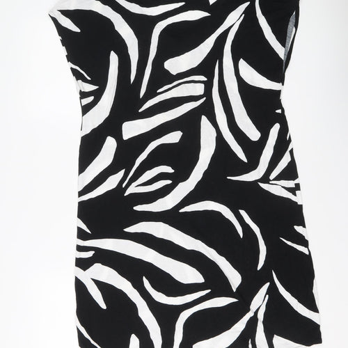 Marks and Spencer Womens Black Geometric Viscose A-Line Size 14 V-Neck Pullover