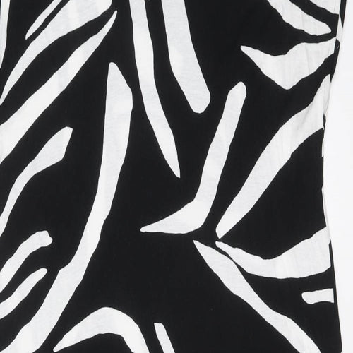 Marks and Spencer Womens Black Geometric Viscose A-Line Size 14 V-Neck Pullover