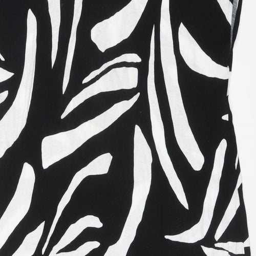 Marks and Spencer Womens Black Geometric Viscose A-Line Size 14 V-Neck Pullover
