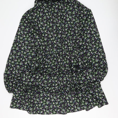 PRETTYLITTLETHING Womens Multicoloured Floral Polyester Shirt Dress Size 14 Collared Button