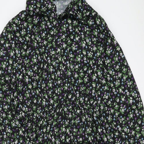 PRETTYLITTLETHING Womens Multicoloured Floral Polyester Shirt Dress Size 14 Collared Button