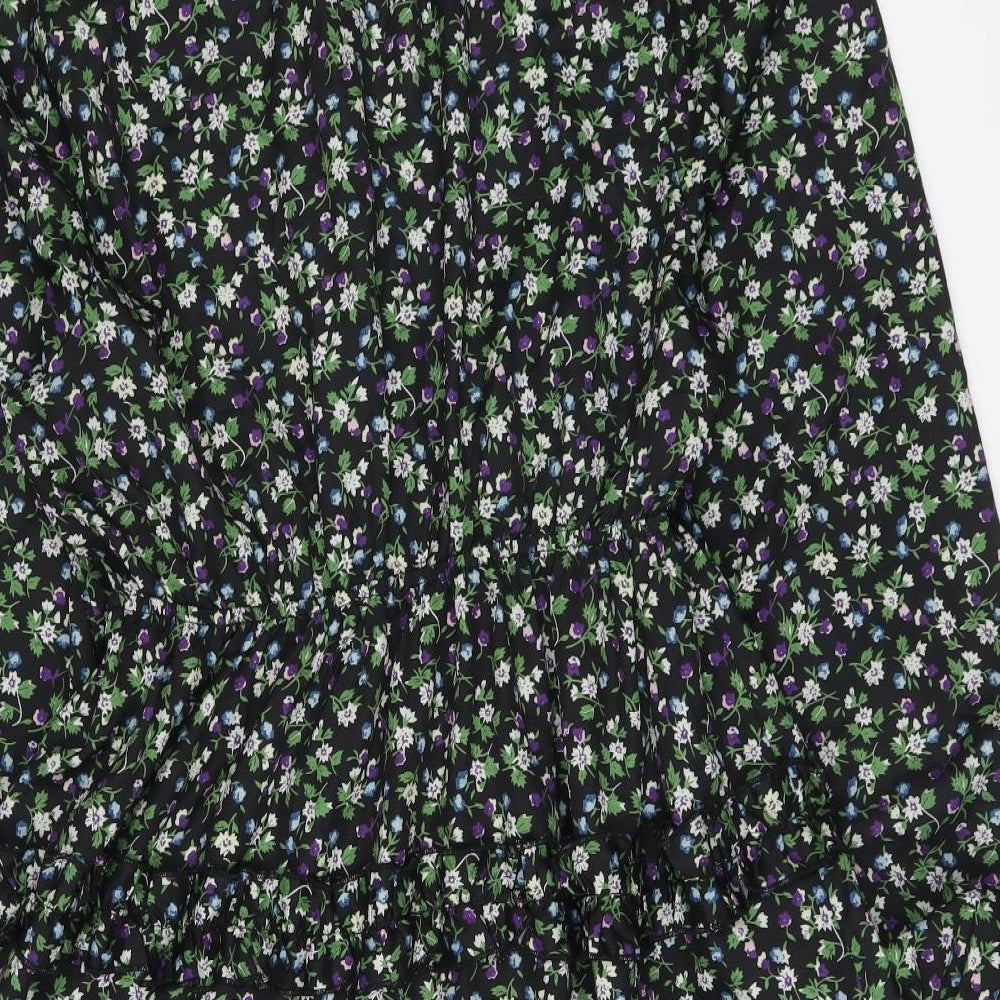 PRETTYLITTLETHING Womens Multicoloured Floral Polyester Shirt Dress Size 14 Collared Button