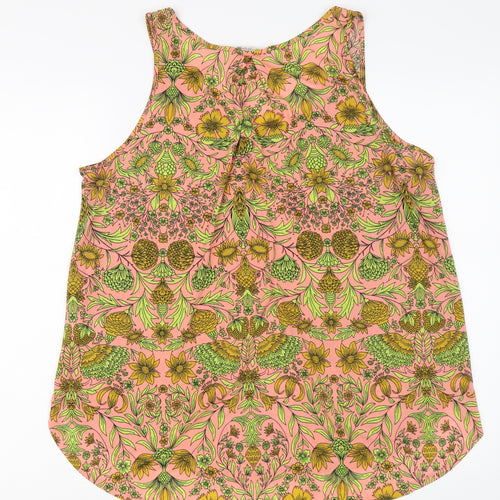 H&M Womens Pink Geometric Polyester Basic Tank Size L Round Neck