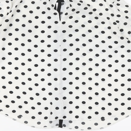 Dorothy Perkins Womens White Polka Dot Polyester Basic Blouse Size 6 Round Neck