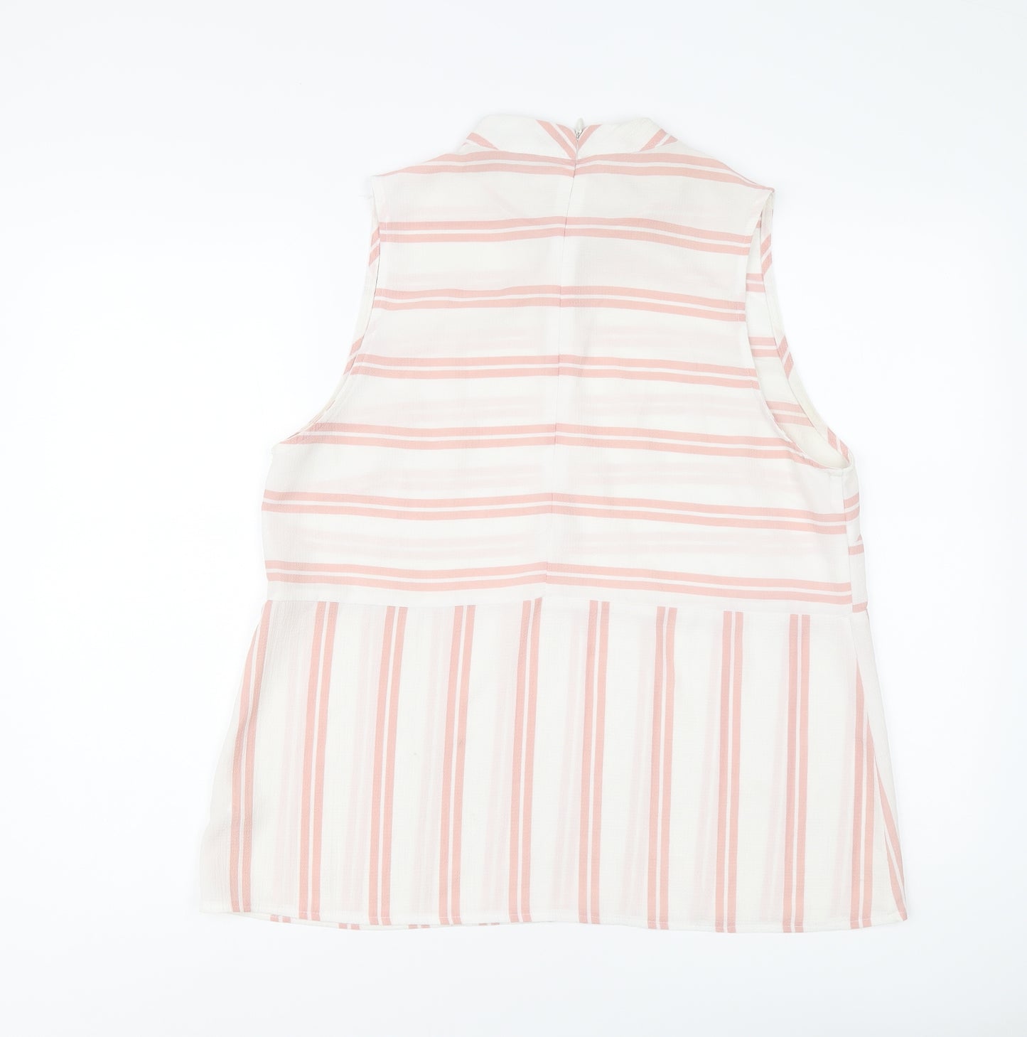 Fashion Union Womens Pink Striped Polyester Basic Tank Size 16 Halter