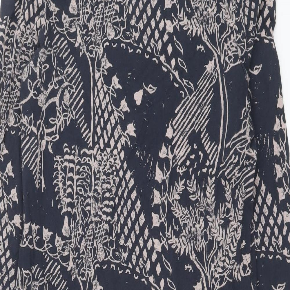 White Stuff Womens Blue Geometric Cotton A-Line Size 8 Round Neck Pullover