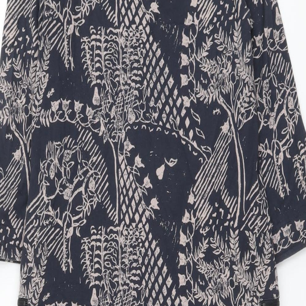 White Stuff Womens Blue Geometric Cotton A-Line Size 8 Round Neck Pullover