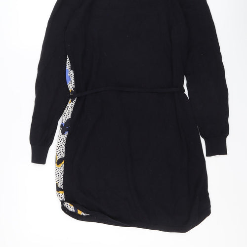 Oasis Womens Blue Geometric Cotton Mini Size S Round Neck Pullover - Butterfly Print