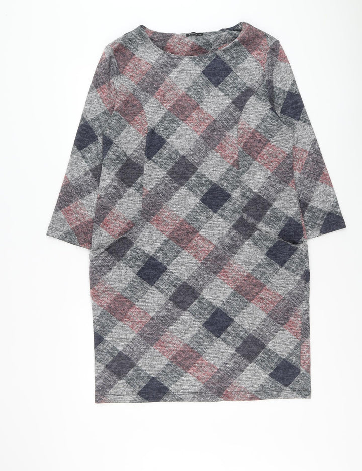 Roman Womens Multicoloured Geometric Polyester Shift Size 14 Round Neck Pullover