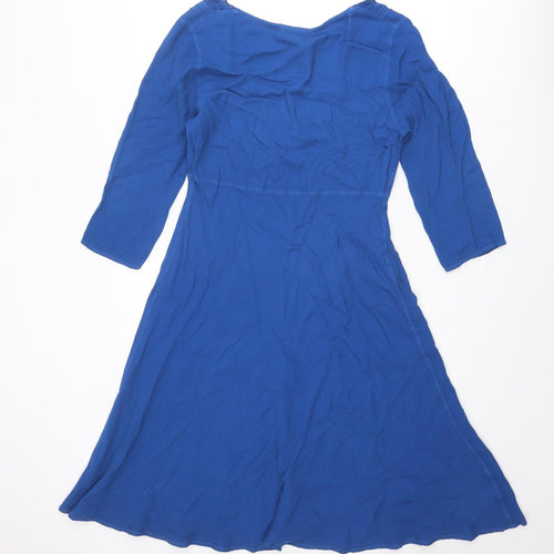 Ghost Womens Blue Viscose Fit & Flare Size M V-Neck Pullover
