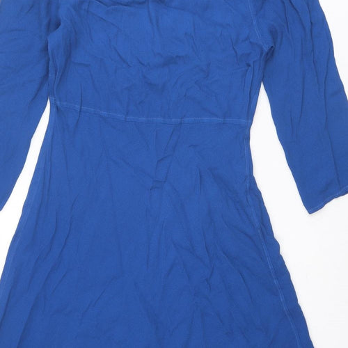 Ghost Womens Blue Viscose Fit & Flare Size M V-Neck Pullover