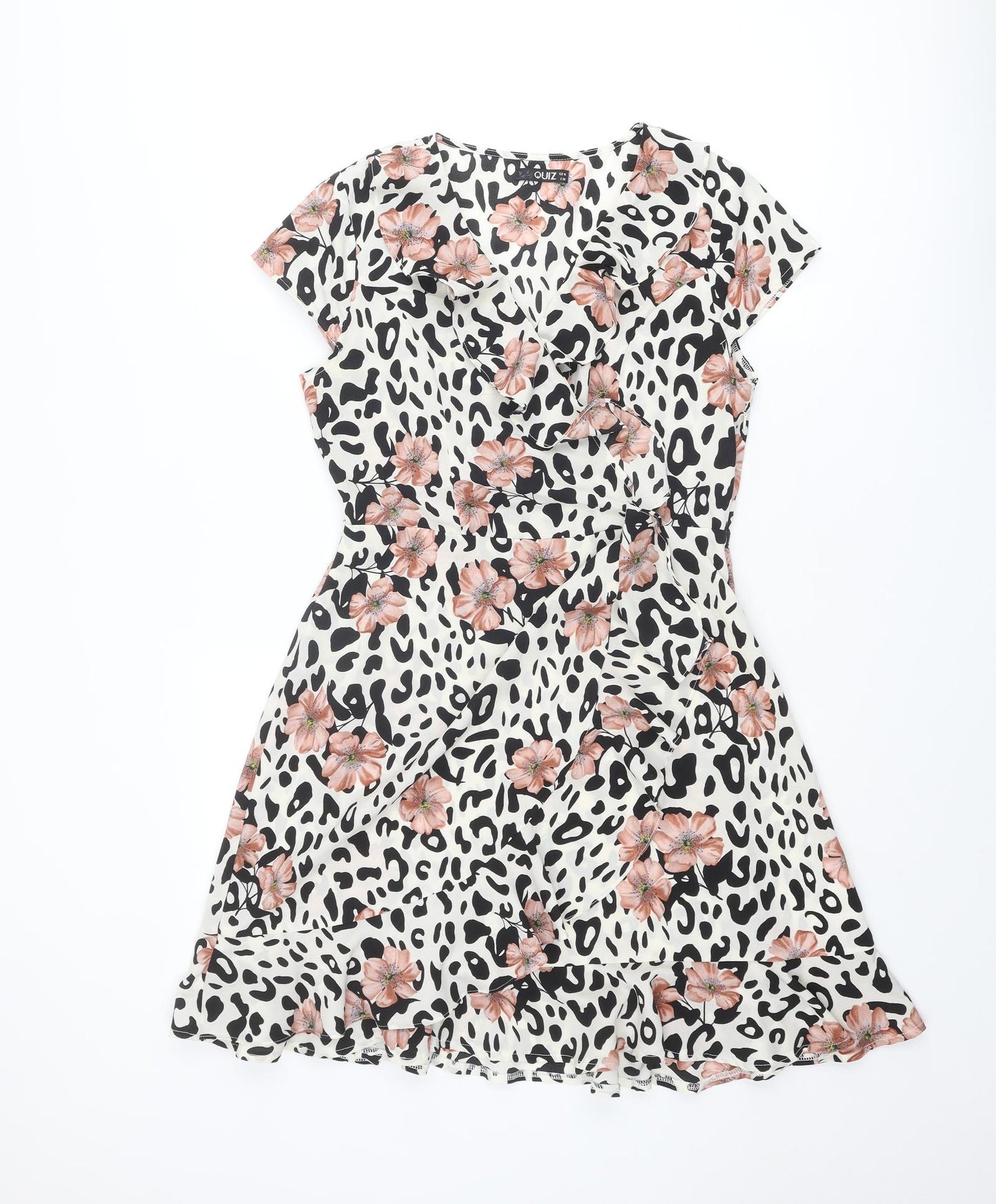 Quiz Womens Multicoloured Animal Print Polyester Fit & Flare Size 10 V-Neck Pullover - Floral