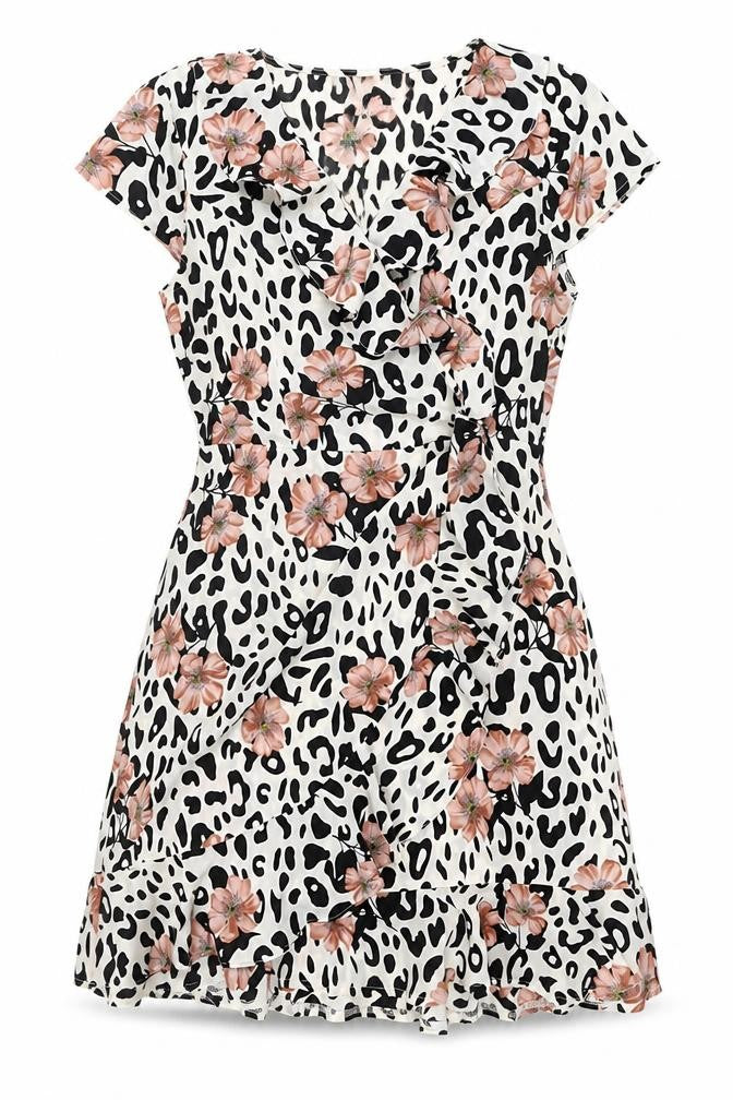Quiz Womens Multicoloured Animal Print Polyester Fit & Flare Size 10 V-Neck Pullover - Floral