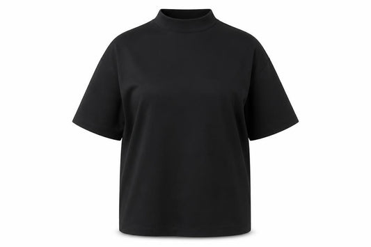 Front view of ASOS women’s black polyester mini size 2xs mock neck pullover