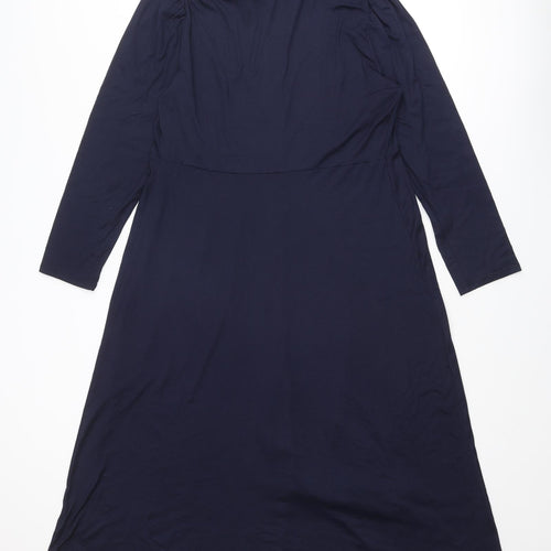 JD Williams Womens Blue Polyester A-Line Size 14 Collared Zip