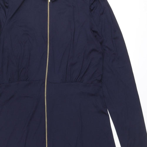 JD Williams Womens Blue Polyester A-Line Size 14 Collared Zip