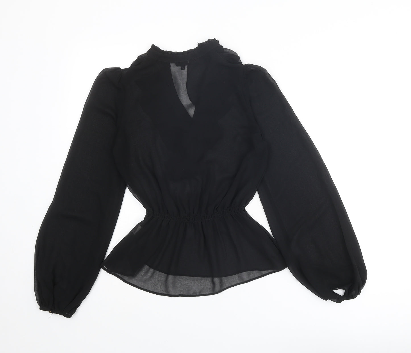 River Island Womens Black Polyester Basic Blouse Size 8 V-Neck