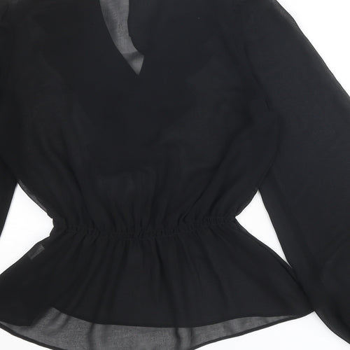 River Island Womens Black Polyester Basic Blouse Size 8 V-Neck
