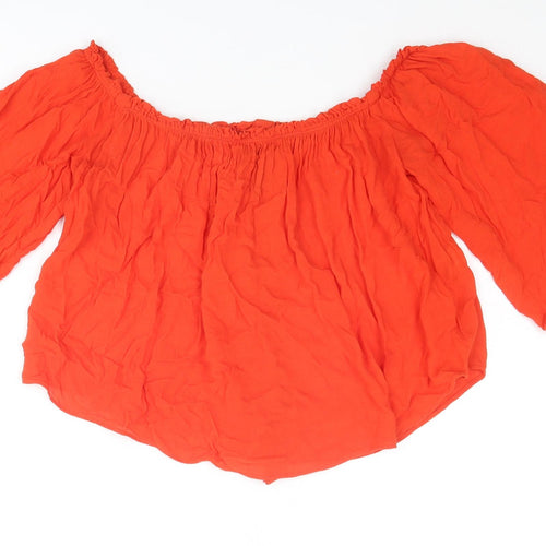 Zara Womens Red Polyester Basic Blouse Size S Boat Neck
