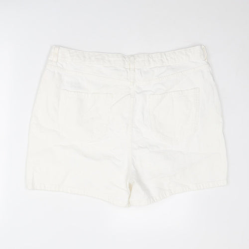 Marks and Spencer Womens White Cotton Mom Shorts Size 20 Regular Zip