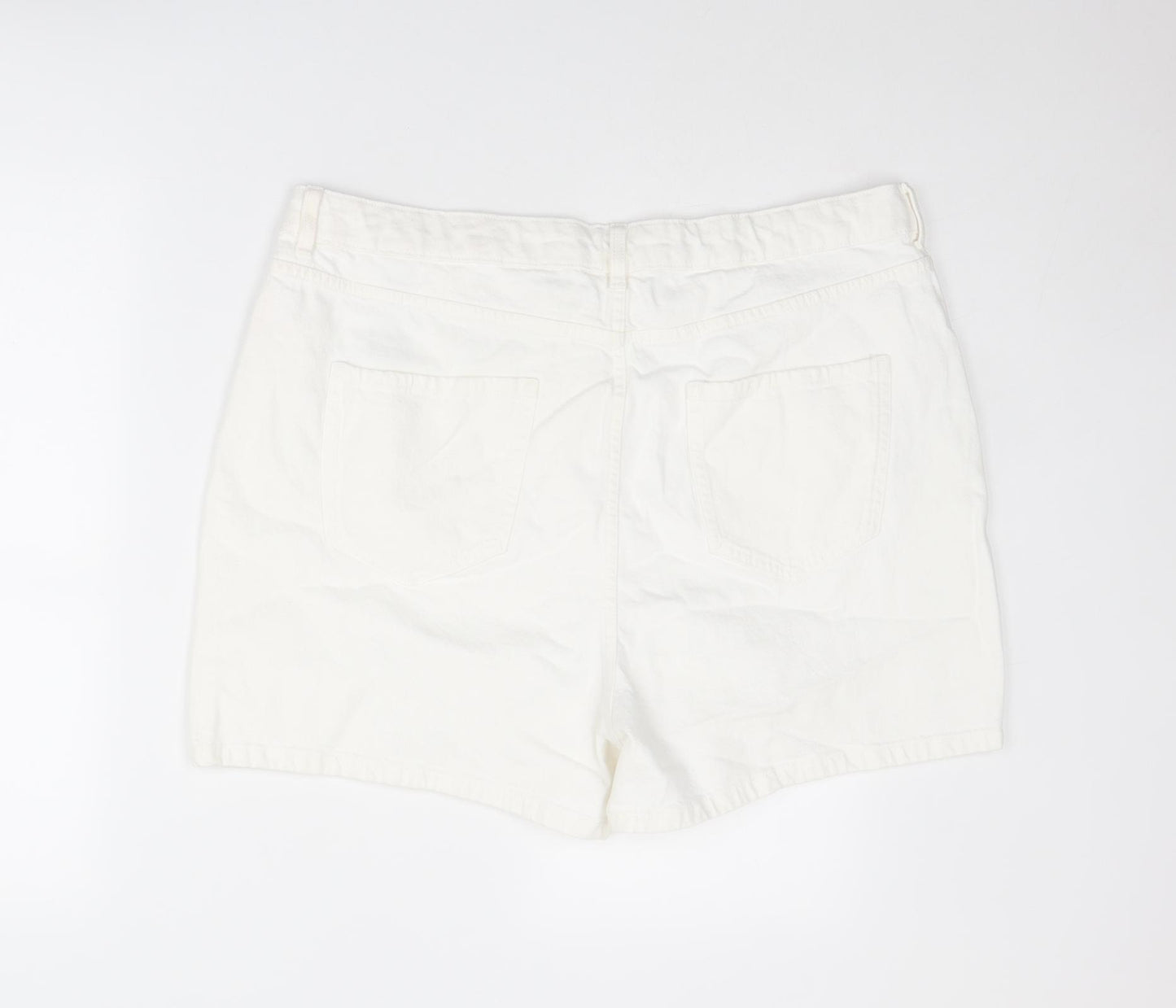 Marks and Spencer Womens White Cotton Mom Shorts Size 20 Regular Zip