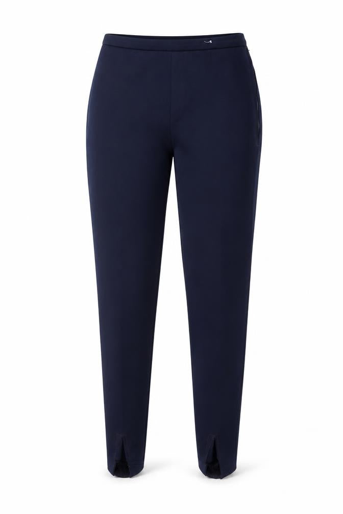 Front view of Aspen women’s blue polyester carrot leggings, size L, regular zip - stirrups