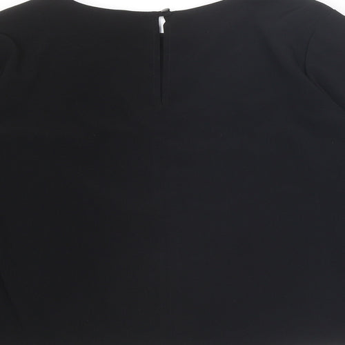 Topshop Womens Black Polyester Basic Blouse Size 8 Round Neck