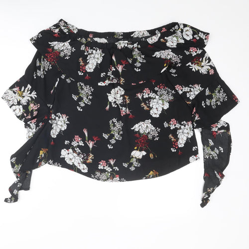 Lola May Womens Multicoloured Floral Polyester Basic Blouse Size 12 Boat Neck