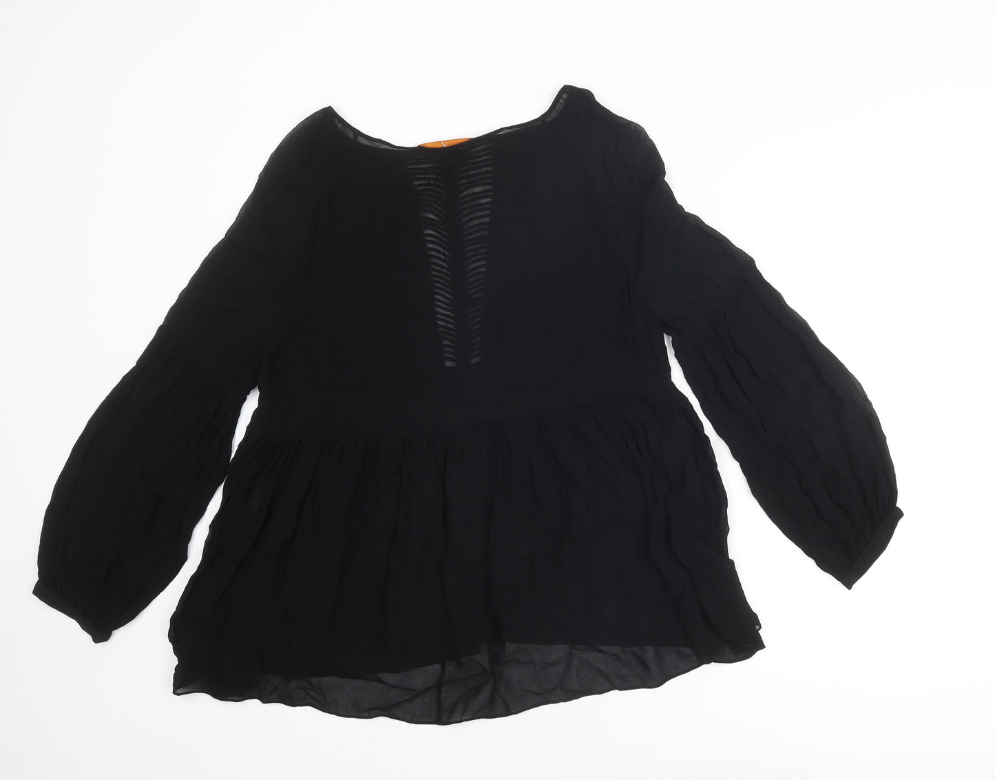 Animale Womens Black Polyester Basic Blouse Size 10 Round Neck