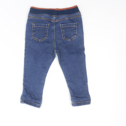 F&F Boys Blue Cotton Jogger Jeans Size 9-12 Months Drawstring