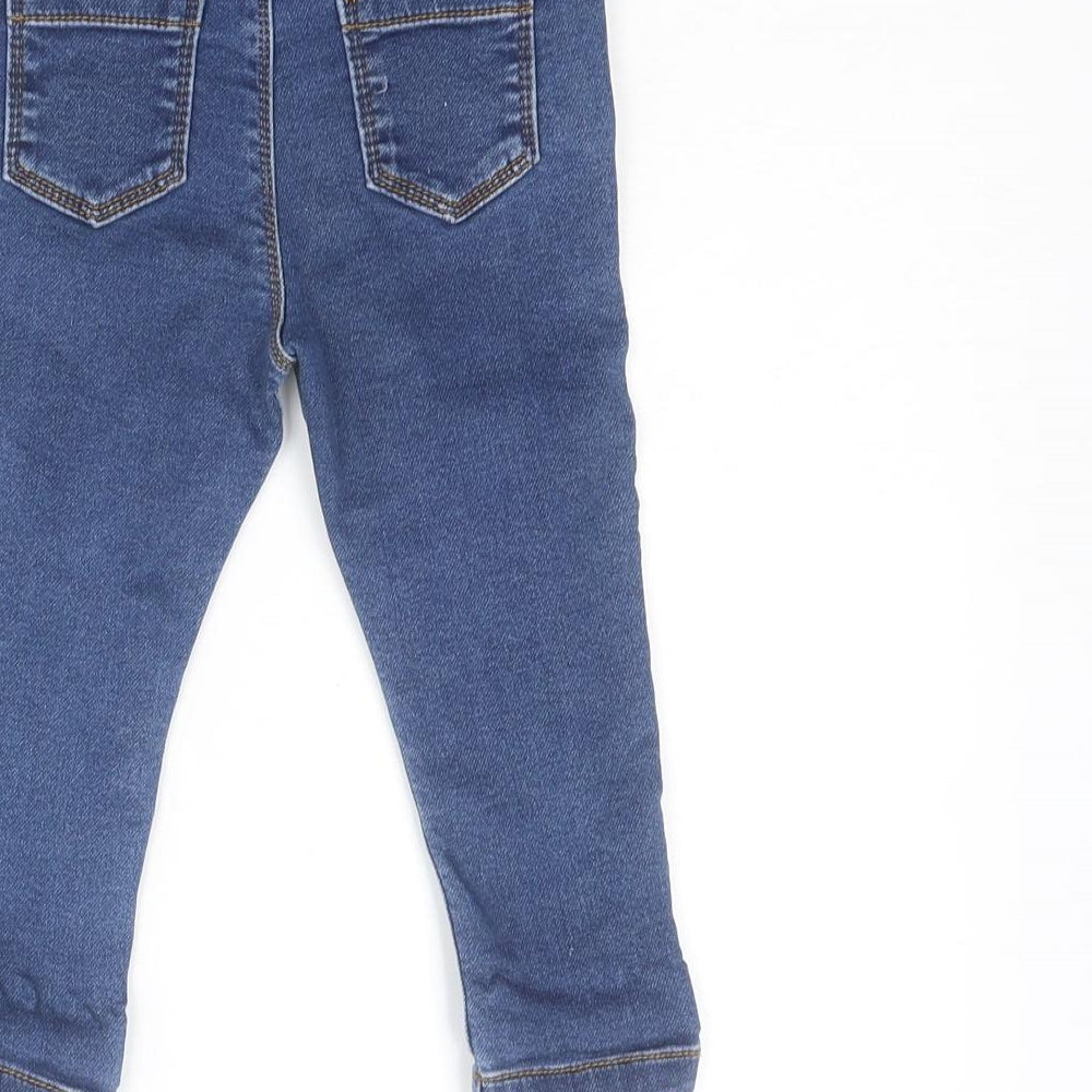 F&F Boys Blue Cotton Jogger Jeans Size 9-12 Months Drawstring