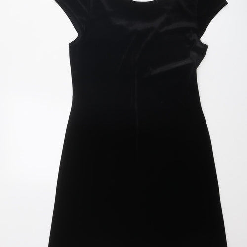 Dorothy Perkins Womens Black Polyester A-Line Size 12 Boat Neck Pullover