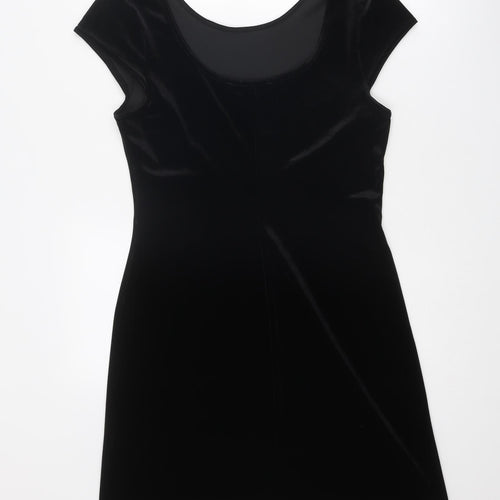 Dorothy Perkins Womens Black Polyester A-Line Size 12 Boat Neck Pullover