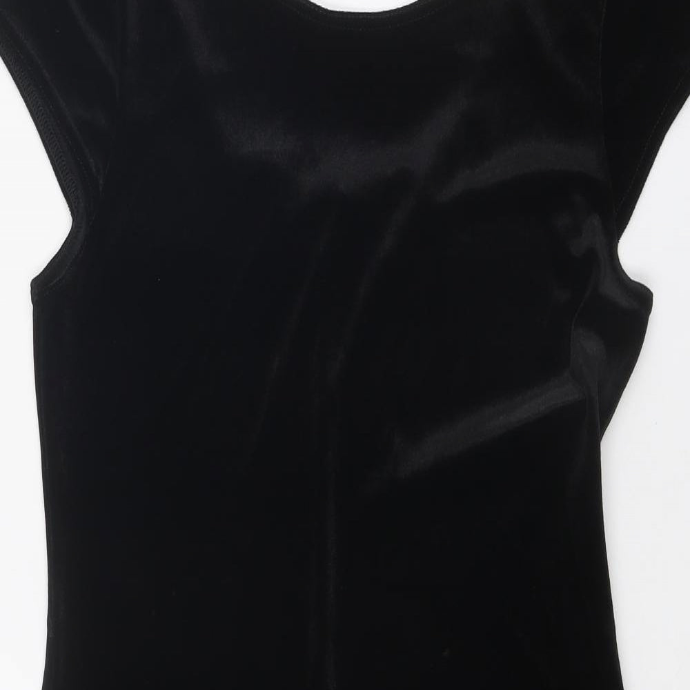 Dorothy Perkins Womens Black Polyester A-Line Size 12 Boat Neck Pullover