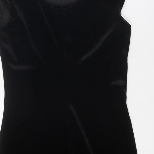 Dorothy Perkins Womens Black Polyester A-Line Size 12 Boat Neck Pullover