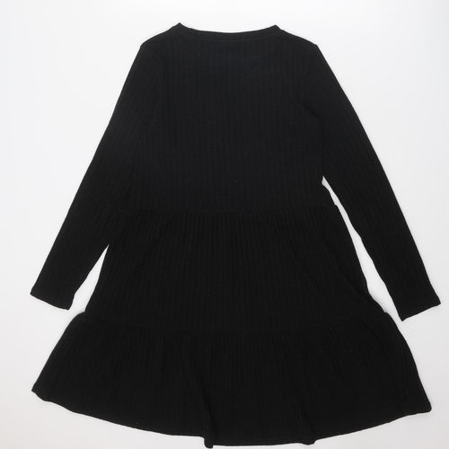 VILA Womens Black Polyester Jumper Dress Size S Boat Neck Pullover