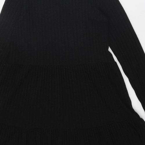 VILA Womens Black Polyester Jumper Dress Size S Boat Neck Pullover