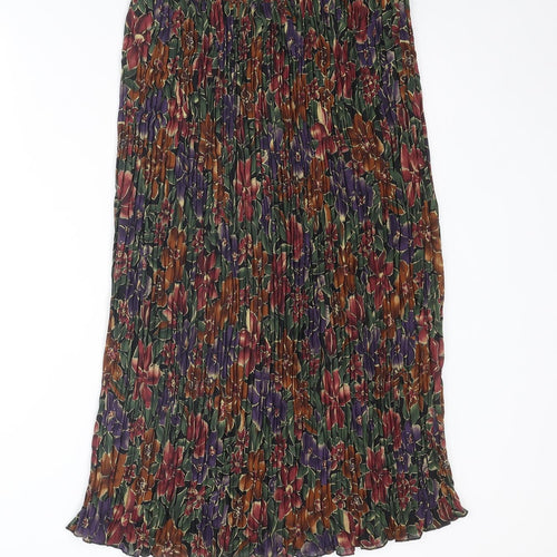 Marks and Spencer Womens Multicoloured Floral Polyester Pleated Skirt Size 12